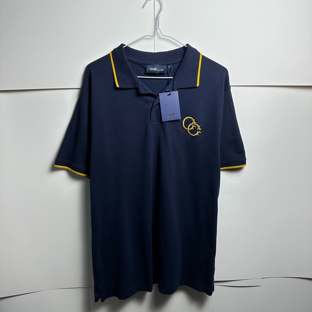 Cavalli Class Dark Blue Polo with Yellow Trim